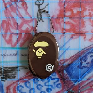 A Bathing Ape bape brown ape keychain pouch